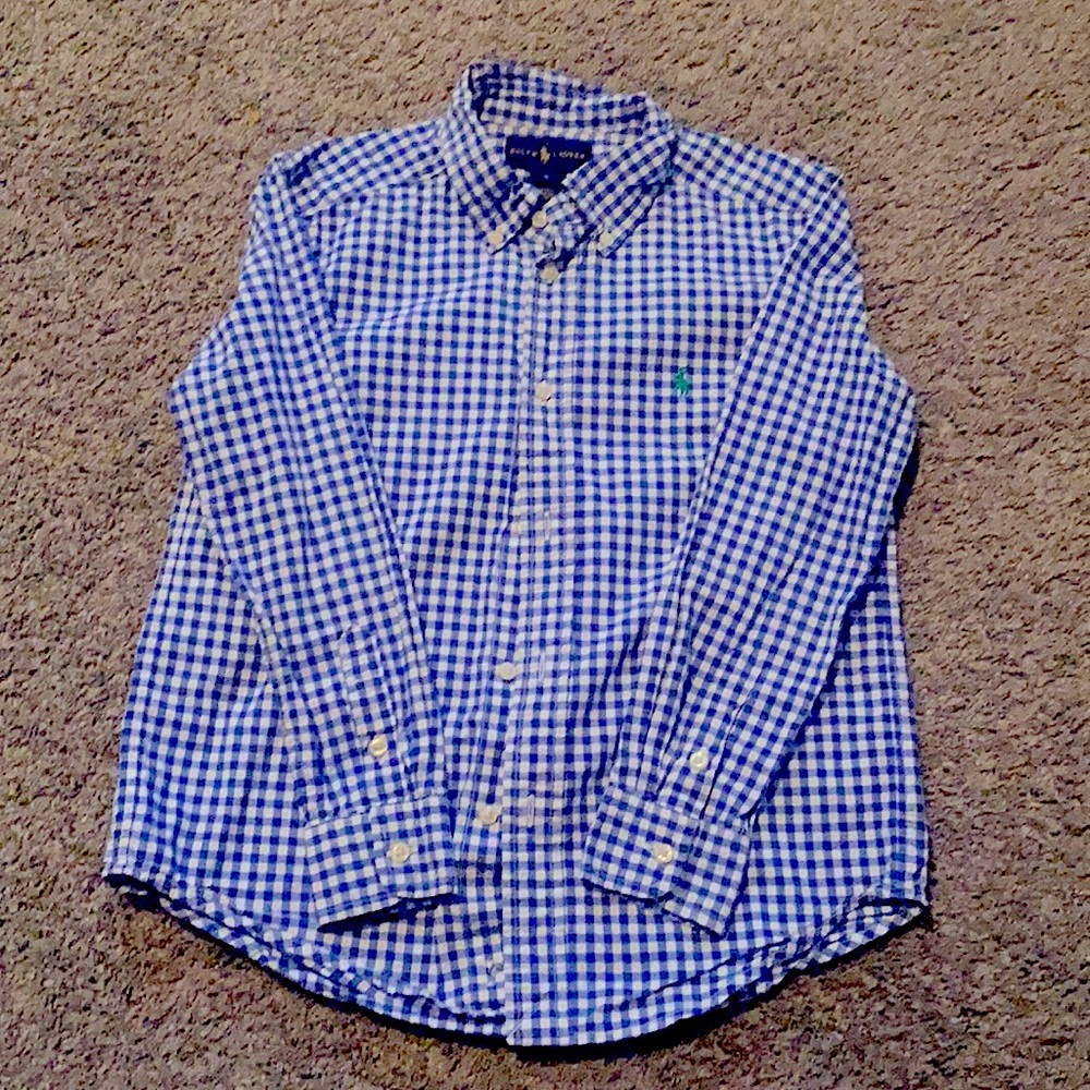 Ralph Lauren Blue Button Down Woven Top